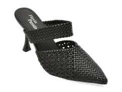 Papuci eleganti FLAVIA PASSINI negri, Q4068, din piele ecologica imagine