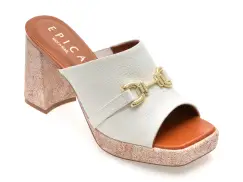 Papuci EPICA albi, 1151846, din piele naturala imagine