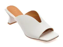 Papuci EPICA albi, 23L, din piele naturala imagine