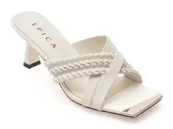 Papuci EPICA albi, 2739, din piele naturala imagine
