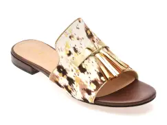 Papuci EPICA albi, 32523, din piele naturala imagine