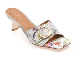 Papuci EPICA albi, 82987, din piele naturala imagine