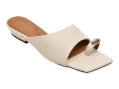 Papuci EPICA albi, H50611, din piele naturala imagine