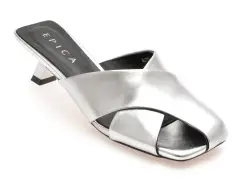 Papuci EPICA argintii, 2737, din piele naturala imagine