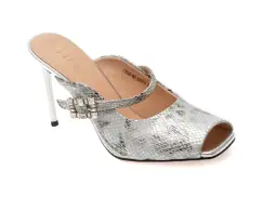 Papuci EPICA argintii, 71896, din piele naturala imagine