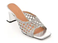 Papuci EPICA argintii, 7290, din piele ecologica imagine