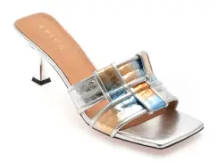 Papuci EPICA argintii, L633, din piele naturala imagine