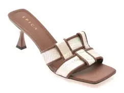 Papuci EPICA bej, L633, din piele naturala imagine