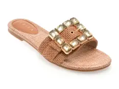 Papuci EPICA maro, 70420, din piele ecologica imagine