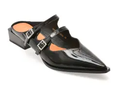 Papuci EPICA negri, 1C5355, din piele naturala lacuita imagine