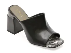 Papuci EPICA negri, 22L909, din piele naturala imagine