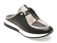 Papuci EPICA negri, 241Y100, din piele naturala imagine