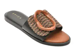 Papuci EPICA negri, 82913, din piele ecologica imagine