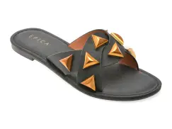 Papuci EPICA negri, 82922, din piele ecologica imagine