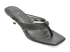 Papuci EPICA negri, 82933, din piele ecologica imagine