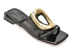 Papuci EPICA negri, LD976, din piele naturala imagine