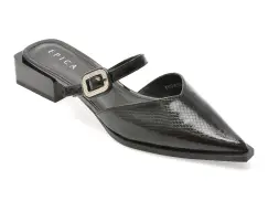 Papuci EPICA negri, M1012, din piele naturala imagine