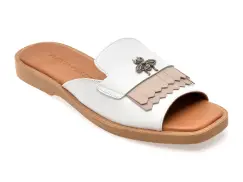 Papuci FLAVIA PASSINI albi, 13027, din piele naturala imagine