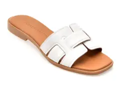Papuci FLAVIA PASSINI albi, 13176, din piele naturala imagine