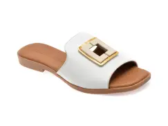 Papuci FLAVIA PASSINI albi, 13234, din piele naturala imagine