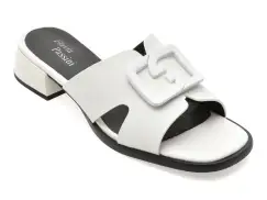 Papuci FLAVIA PASSINI albi, 1386H12, din piele naturala imagine