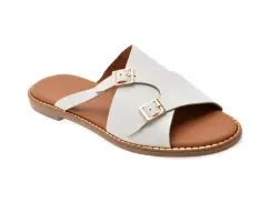 Papuci FLAVIA PASSINI albi, 2921013, din piele naturala imagine