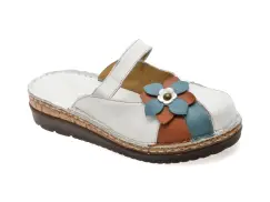 Papuci FLAVIA PASSINI albi, 4680, din piele naturala imagine