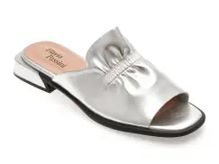 Papuci FLAVIA PASSINI argintii, 5394, din piele naturala imagine