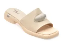 Papuci FLAVIA PASSINI bej, V1396, din piele naturala imagine