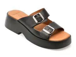 Papuci FLAVIA PASSINI negri, 13215, din piele naturala imagine