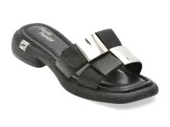 Papuci FLAVIA PASSINI negri, X8962, din piele naturala imagine