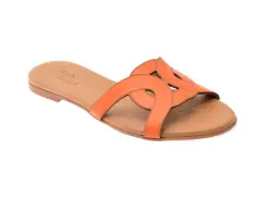 Papuci FLAVIA PASSINI portocalii, 2401, din piele naturala imagine