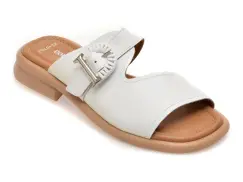 Papuci GOLD DEER albi, 22040, din piele naturala imagine