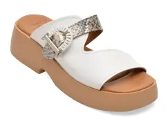 Papuci GOLD DEER albi, 22085, din piele naturala imagine