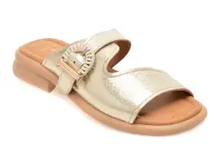 Papuci GOLD DEER aurii, 22040, din piele naturala imagine