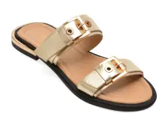 Papuci GOLD DEER aurii, 458014, din piele naturala imagine