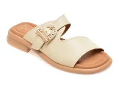 Papuci GOLD DEER bej, 22040, din piele naturala imagine