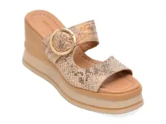Papuci GOLD DEER bej, 22088, din piele naturala imagine