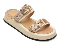 Papuci GOLD DEER bej, 458Y026, din piele naturala imagine