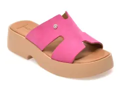 Papuci GOLD DEER fucsia, 13211, din piele intoarsa imagine