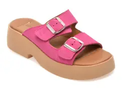 Papuci GOLD DEER fucsia, 13228, din piele intoarsa imagine
