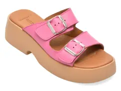 Papuci GOLD DEER fucsia, 13228, din piele naturala imagine