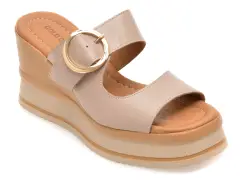 Papuci GOLD DEER gri, 22088, din piele naturala imagine