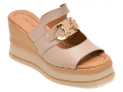 Papuci GOLD DEER gri, 22092, din piele naturala imagine