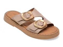 Papuci GOLD DEER gri, 22104, din piele naturala imagine