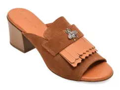 Papuci GOLD DEER maro, 13174, din piele intoarsa imagine