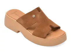 Papuci GOLD DEER maro, 13211, din piele intoarsa imagine