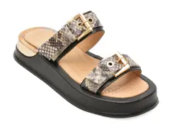 Papuci GOLD DEER negri, 458Y026, din piele naturala imagine