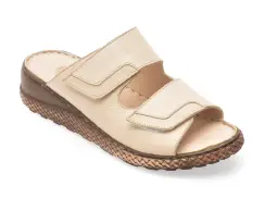 Papuci GOTSI bej, EV2874, din piele naturala imagine