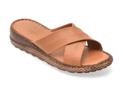 Papuci GOTSI maro, EV2876, din piele naturala imagine